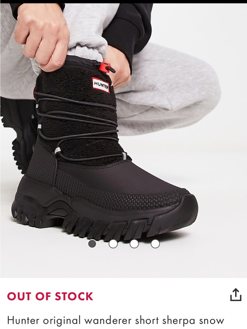 Hunter Kids Black Short Wanderer Sherpa Snow Boot